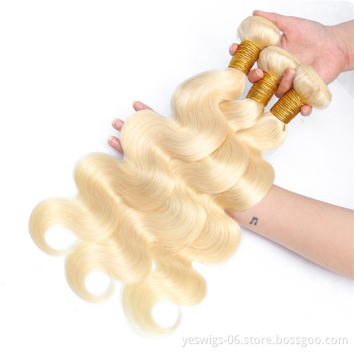 Wholesale Blonde 613 Hair Bundles Pre Colored Cuticle Aligned Virgin Donor 613 Blonde Raw Indian Human Hair Extension Body Wave